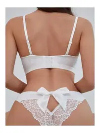 Lily Bianca Beyaz Kurdela Fiyonklı Dantelli Şeritli Kadın Külot