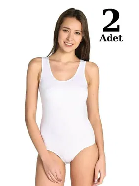 Arma Yıldız Beyaz Likra Geniş Askılı Çıtçıtlı Body 2li Paket Arma Yıldız 3338 - 2 ADET