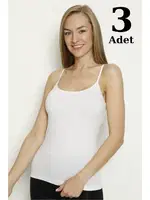 Beyaz Likralı İp Askı Atlet 3lü Paket Arma Yıldız 3356 - 3 ADET Beyaz