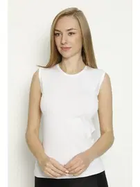 Arma Yıldız Beyaz Likralı O Yaka Kolsuz Atlet Arma Yıldız 3357