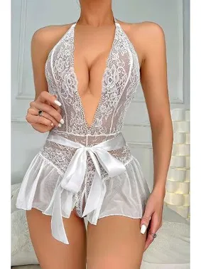 Jesica Bella Beyaz Özel Bölgesi Açık Etekli Body Jesica Bella E-0039 - Alternatif Görünüm