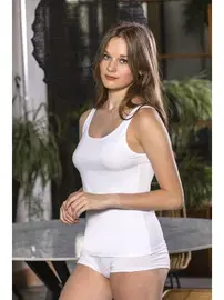 Gallipoli Beyaz Pamuklu Hafif Kalın Askılı Atlet GallipoliMGP11474