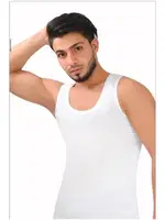 3'lü Beyaz Klasik Penye Erkek Atlet Sistina 03 Beyaz