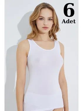 Arma Yıldız Beyaz Ribana Geniş Askılı Kadın Atlet 6lı Paket Arma Yıldız 3303 - 6 ADET