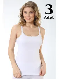 Arma Yıldız Beyaz Ribana İnce Askı Dantelli Atlet 3lü Paket Arma Yıldız 3331 - 3 ADET