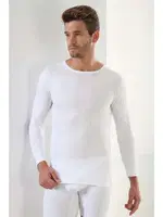 Beyaz Ribana Uzun Kollu Bisiklet Yaka Badi 2'li Paket Arma Yıldız 1128 - 2 ADET Beyaz farklı açı