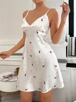 Beyaz Saten Güllü Gecelik Takım Night Light NightLight 7050 Beyaz detay görünüm