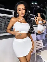 Beyaz Seksi Mini Elbise Pink Night 2250 Beyaz