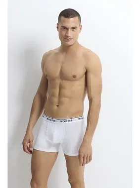 Wooster Beyaz Strech Cotton Erkek Boxer Wooster W-009 - 3 Adet