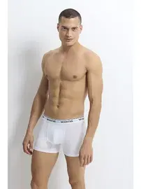 Wooster Beyaz Strech Cotton Erkek Boxer Wooster W-009 - 3 Adet