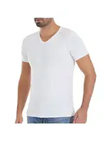 Beyaz V Yaka Kısa Kollu Modal Erkek T-Shirt Yıldız 150 Beyaz