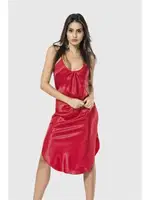 Bihter Kırmızı Uzun Saten Gecelik Ahu 7046 Kırmızı