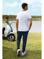 Bisiklet Yaka Düğmeli Baskılı Erkek T-Shirt Pijama Takımı Doreanse 4733 Lacivert detay görünüm