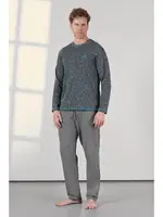 Bisiklet Yaka Erkek Gri Desenli Pijama Takımı Doreanse 25K4545 Gri