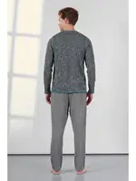 Bisiklet Yaka Erkek Gri Desenli Pijama Takımı Doreanse 25K4545 Gri detay görünüm