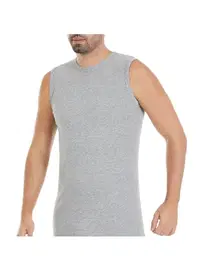 Yıldız Çamaşır Bisiklet Yaka Pamuk 3'lü Paket Gri Sıfır Kollu Erkek Ribana Atlet Yıldız 14