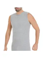 Bisiklet Yaka Pamuk 3'lü Paket Gri Sıfır Kollu Erkek Ribana Atlet Yıldız 14 Gri