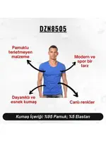Bisiklet Yaka Saks Erkek T-shirt Darkzone DZN8505 detay görünüm