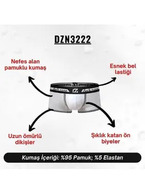 Darkzone Biyeli Beyaz Erkek Boxer Darkzone DZN3222 - Alternatif Görünüm