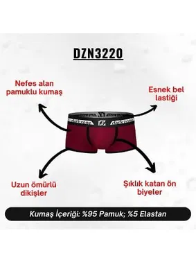 Darkzone Biyeli Bordo Erkek Boxer Darkzone DZN3220 - Alternatif Görünüm