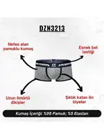 Biyeli Desenli Gri Erkek Boxer Darkzone DZN3213 detay görünüm
