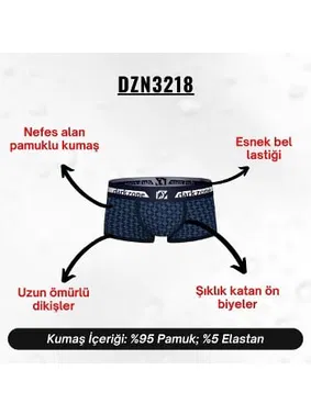 Darkzone Biyeli Desenli Lacivert Erkek Boxer Darkzone DZN3218 - Alternatif Görünüm