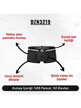 Darkzone Biyeli Geometrik Desenli Erkek Boxer Darkzone DZN3219 - Alternatif Görünüm