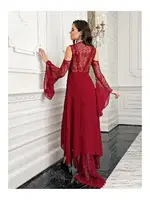 Bordo 2li Saten Gecelik Takımı Transparan Dantel İmaj 3204 Bordo farklı açı