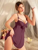 Bordo Askılı Britli Erotik Gecelik Pink Night 3883 Bordo