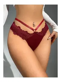 Lily Bianca Bordo Britli Dantelli Kadın Külot Yüksek Bel