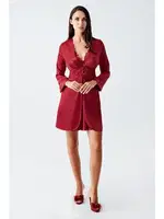 Bordo Dantelli Mini Saten Transparan Fantazi Gecelik Takımı İmaj 4230 Bordo