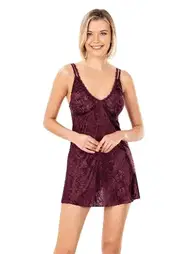 Ahu Lingerie Bordo Jakarlı Gecelik Ahu Primoda 8151