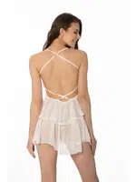 Asimetrik Kesim Çapras Askılı Saten Dantelli Gecelik Pierre Cardin 645 Ekru görsel 6