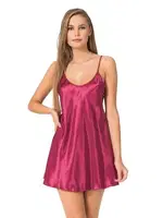 Bordo Kısa Saten Gecelik Ahu Primoda 8093 Bordo