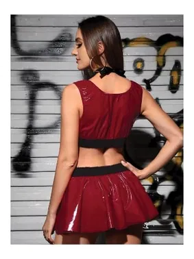 İzabel Bordo Parlak Etekli Sütyen Takım Kostüm İzabel 9012 - Alternatif Görünüm