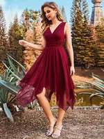 Bordo Seksi Uzun Elbise Pink Night 5543 Bordo