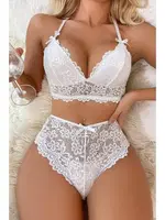 Bralet Beyaz Dantel Fantazi Sütyen Takımı For Dreams 8455 Beyaz farklı açı