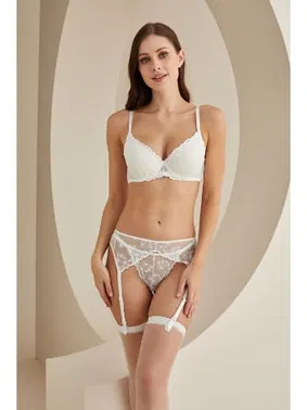 NBB Brodeli Yarım Destekli Jartiyerli Sütyen Takım NBB 4831