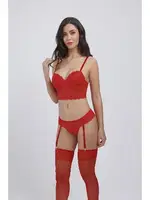 Balenli Desteksiz Jartiyer Sütyen Takım Büşra 111 Kırmızı