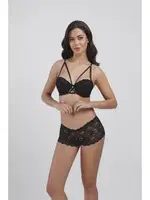 Dantelli Balenli Destekli Sütyen Takım Büşra 220 Siyah detay görünüm