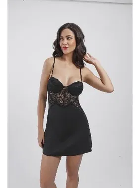 Büşra Puantiyeli Dantelli Gecelik Sabahlık 4'lü Set Takım Büşra 4230