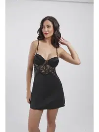 Büşra Puantiyeli Dantelli Gecelik Sabahlık 4'lü Set Takım Büşra 4230