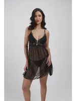 Balensiz Dantelli Desteksiz Gecelik Büşra 700 Siyah detay görünüm