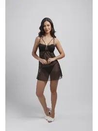 Büşra Balensiz Puantiyeli Desteksiz Fantazi Kadın Gecelik Büşra 746