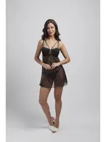 Balensiz Puantiyeli Desteksiz Fantazi Kadın Gecelik Büşra 746 Siyah