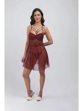 Büşra Destekli Balensiz Puantiyeli Kadın Fantazi Gecelik Büşra 782 - Alternatif Görünüm