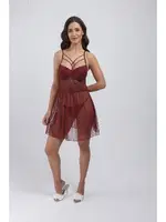 Destekli Balensiz Puantiyeli Kadın Fantazi Gecelik Büşra 782 Bordo detay görünüm