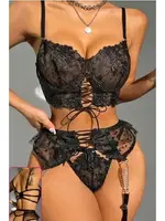 Büstiyerli Dantel Fantazi Siyah Jartiyer Takım For Dreams 8451 Siyah