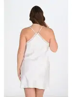 Büyük Beden 2li Beyaz-pembe Sabahlıklı Geceli Takımı Bigsize Ahu Lingerie 6210 Beyaz farklı açı