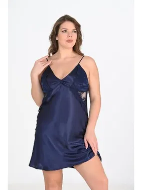 Ahu Lingerie BÜyük Beden 2li Lacivert Sabahlık Gecelik Takım Bigsize Ahu 6208 - Alternatif Görünüm